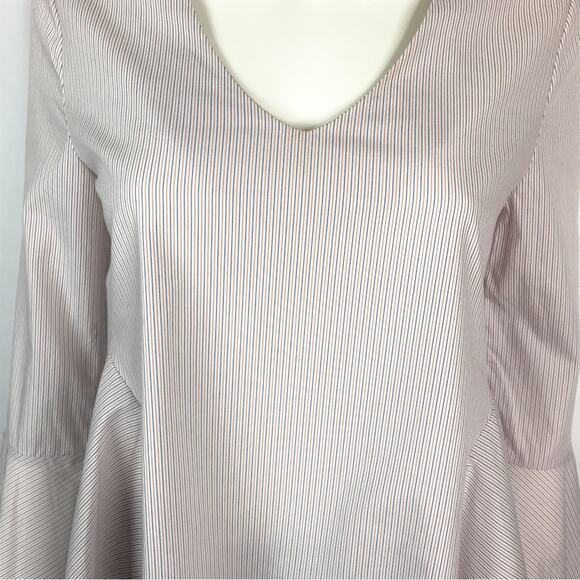 Romeo & Juliet NWT Peplum Blouse White Blue & Orange Long Sleeved - Picture 2 of 8